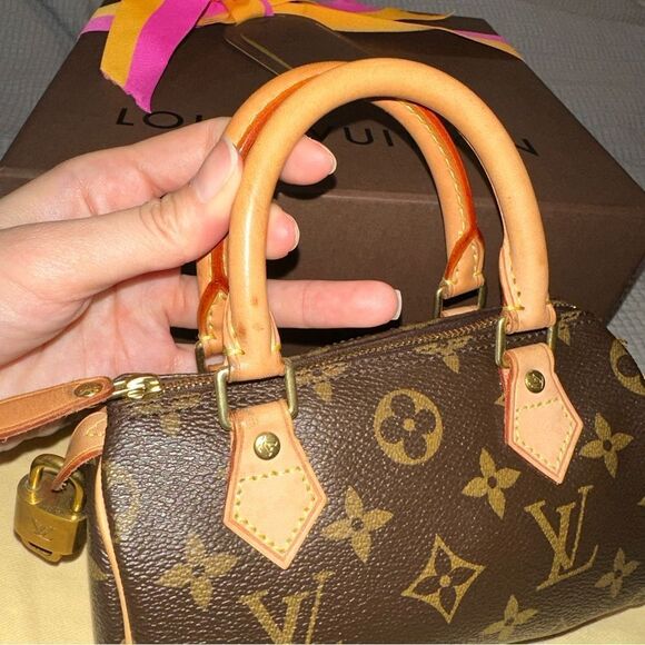 EUC Louis Vuitton LV Mini Nano Speedy HL Top Handle with Crossbody Strap + Lock - Picture 10 of 15